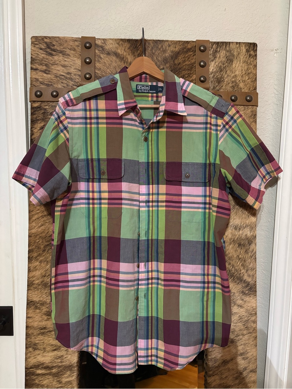 Polo by Ralph Lauren Short-Sleeve Multicolor Plaid Button-Down Shirt as L